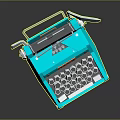 Stylish Turquoise D LOX Typewriter Featuring Hexagonal Keys And Retro Design