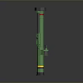 Green And Yellow Striped Long Cylindrical Weapon Barrel With Black End Parts