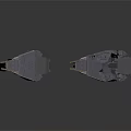 Two Gray Military Rocket Weapons Featuring Structural Details and Black Cables 3d model