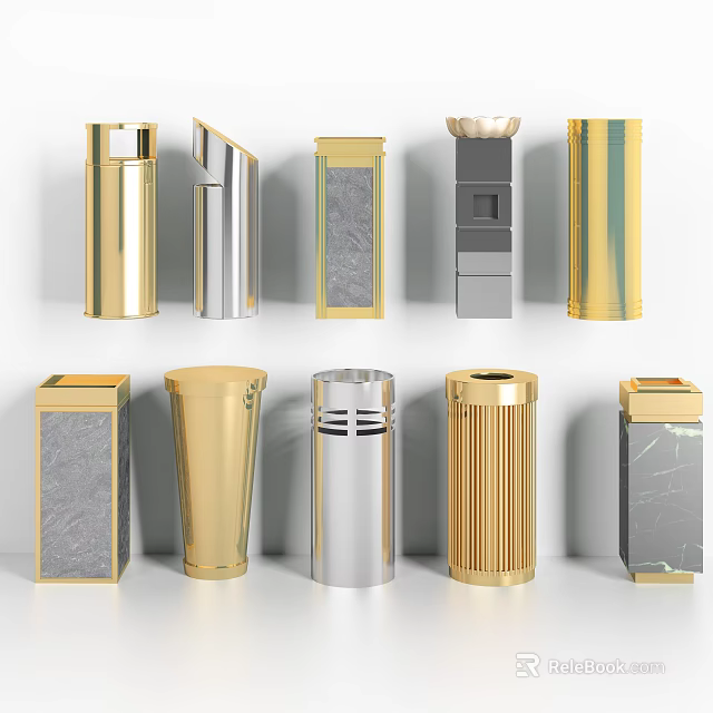 Modern Shower Sauna Design Featuring Gold Silver And Marble Decorative Columns 3d model 