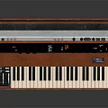Professional Vintage Electronic Musical Synthesizer With Wooden Case Black And White Keys And Control Knobs
