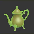 Elegant Golden Teapot With Decorative Spout Handle And Ornate Base Design