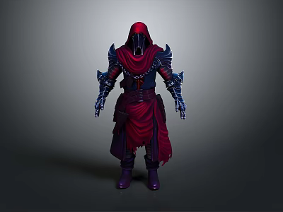 Man in Red Cloak and Purple Armor Detailed Fantasy Character Design 3d model