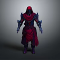 Man in Red Cloak and Purple Armor Detailed Fantasy Character Design