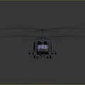 Futuristic Dark Blue Military Helicopter With Rotating Propellers And Weapon Systems