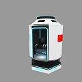 Modern Futuristic Immersive Experience Pod With Transparent Door And Blue Lighting
