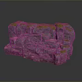 Natural Wood Stone Rock with Green Moss Cracks Layers and Reflective Base Surface