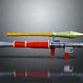 Colorful Rocket Launcher Weapon Featuring Yellow Green Red And Silver Cylindrical Parts