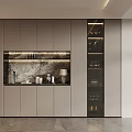 Modern Dining Room Sideboard Design With Marble Panel Glass Doors And Wine Racks