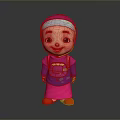 Children's Interactive Doll Toy With Pink Purple Outfit Headscarf And Red Shoes
