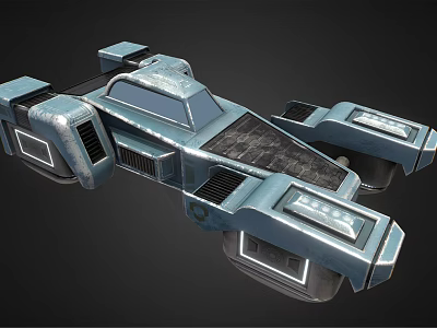 Futuristic Silver Blue Hover Car With Streamlined Design Wing Structures Hovering Mechanisms And Lighting 3d model