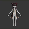 3D Game Movie Character With Red Double Buns White Body Maroon Outfit Yellow Trim