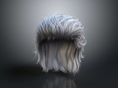 Character Long Wig With Silver Gray Layered Wavy Hair For Cosplay Costume Use 3d model