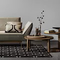 Nordic Double Sofa Combination Floor Lamp Coffee Table 3d model