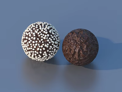 Sweet Chocolate Spheres With White Sprinkles And Dark Brown Textured Surface 3d model