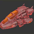 Futuristic Spacecraft With Silver Body And Orange Cockpit For Sci Fi Exploration