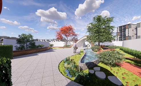 Modern Park Outdoor Small Park 3d model