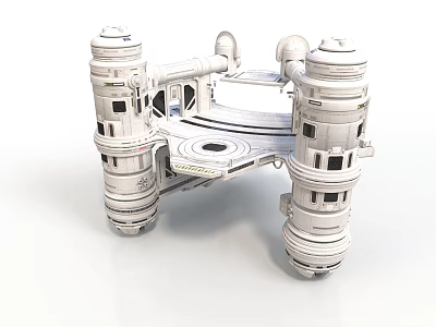 Futuristic Sci Fi Mechanical Structure With Cylindrical Modules And Circular Platform 3d model