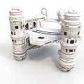 Futuristic Sci Fi Mechanical Structure With Cylindrical Modules And Circular Platform