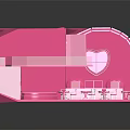 Playful Pink Heart Shaped Cartoon Room Interior With Sofa Tables And Chairs