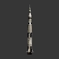 Detailed Space Rocket Model With Stages Displayed On Black Background