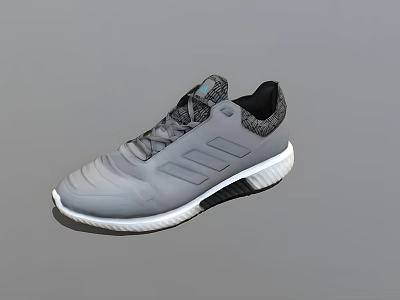 Gray Athletic Shoes With Striped Design And White Sole For Sports Activities 3d model