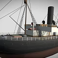Vintage Ship Featuring Black Hull Brown Bottom White Superstructure Black Smokestack Ladders And Railings