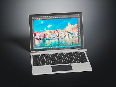 Modern Portable Laptop With High Definition Screen Displaying Scenic Image And Sleek Design 3d model