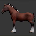 Red Horse Model With White Face Black Mane And White Hooves On Dark Reflective Surface