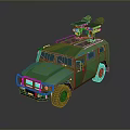 Green Military Tank Featuring Top Mounted Missile Launchers And Off Road Wheels