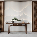 New Chinese Style End View Screen Entrance Cabinet Background Wall 3d model