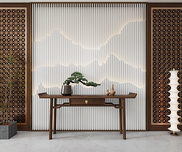 New Chinese Style End View Screen Entrance Cabinet Background Wall 3d model