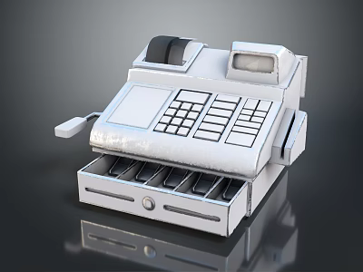 Practical Cash Register With Keyboard Drawer And Display For Daily Use 3d model