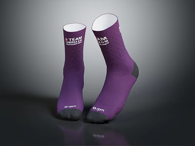 Purple Socks With TEAM AMERICA Lettering Adry Logo And Dark Toe Heel Sections 3d model