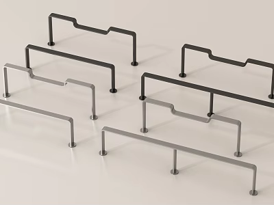 Modern Metal Railings Featuring Black And Silver Sleek Design Multiple Styles 3d model