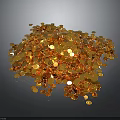 Large Pile Of Shiny Golden Round Coin Shaped Decorative Household Items