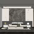 Elegant Modern Bedroom Interior With Marble Accent Wall Bed Sofa And Soft Lighting 3d model