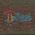 Vibrant Craft Beer Neon Sign With Frothy Beer Mug On Brick Wall Background