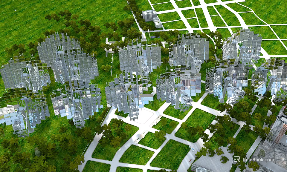 Modern Hinged Doors Featured In Contemporary Buildings With Green Landscapes 3d model 