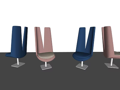 Modern Sleek Leisure Chairs In Blue And Pink With Tall Legs Design 3d model