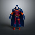 Detailed 3D Action Figure With Blue Cape Red Purple Outfit Orange Accents And Red Boots