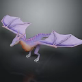 Fantasy Purple Dragon 3D Render With Pink Wings And Orange Belly
