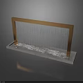 Contemporary Garden Landscape Water Feature With Vertical Water Curtain Metal Frame And Water Basin