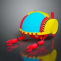 Game Movie Character Yellow Blue Spherical Robot With Red Legs And Mechanical Design
