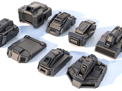 sci-fi mechanical parts hard surface combination 3d model