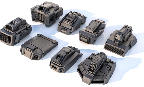 sci-fi mechanical parts hard surface combination 3d model