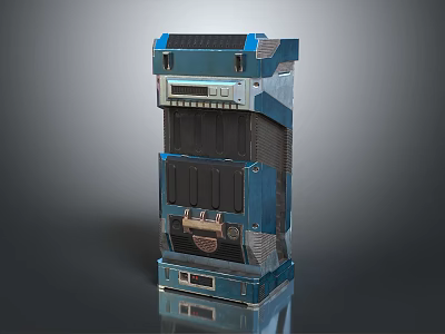 Blue Metallic Upright Refrigerator Freezer With Multi Door Design And Modern Control Panel 3d model