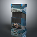 Blue Metallic Upright Refrigerator Freezer With Multi Door Design And Modern Control Panel