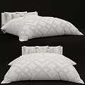 Single Bed In Minimalist Style With White Geometric Bedspread And Pillows