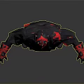 3D Sci Fi Character Model With Red Head Dark Outfit And Red Accents Standing Pose